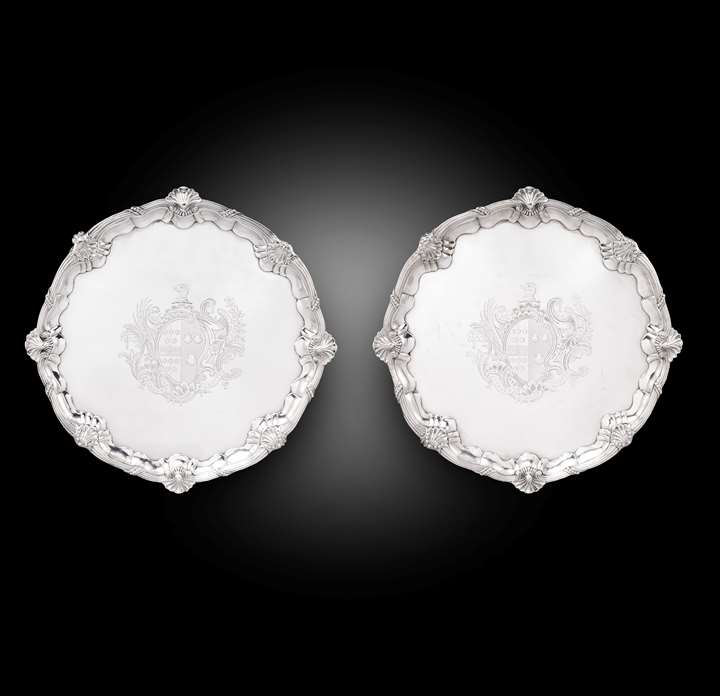 An Exceptionally Large Pair of George IV Salvers